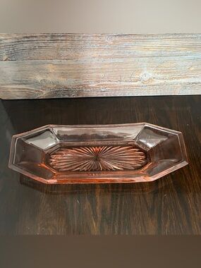 Vintage Pink Depression Glass Serving Dish or Tray